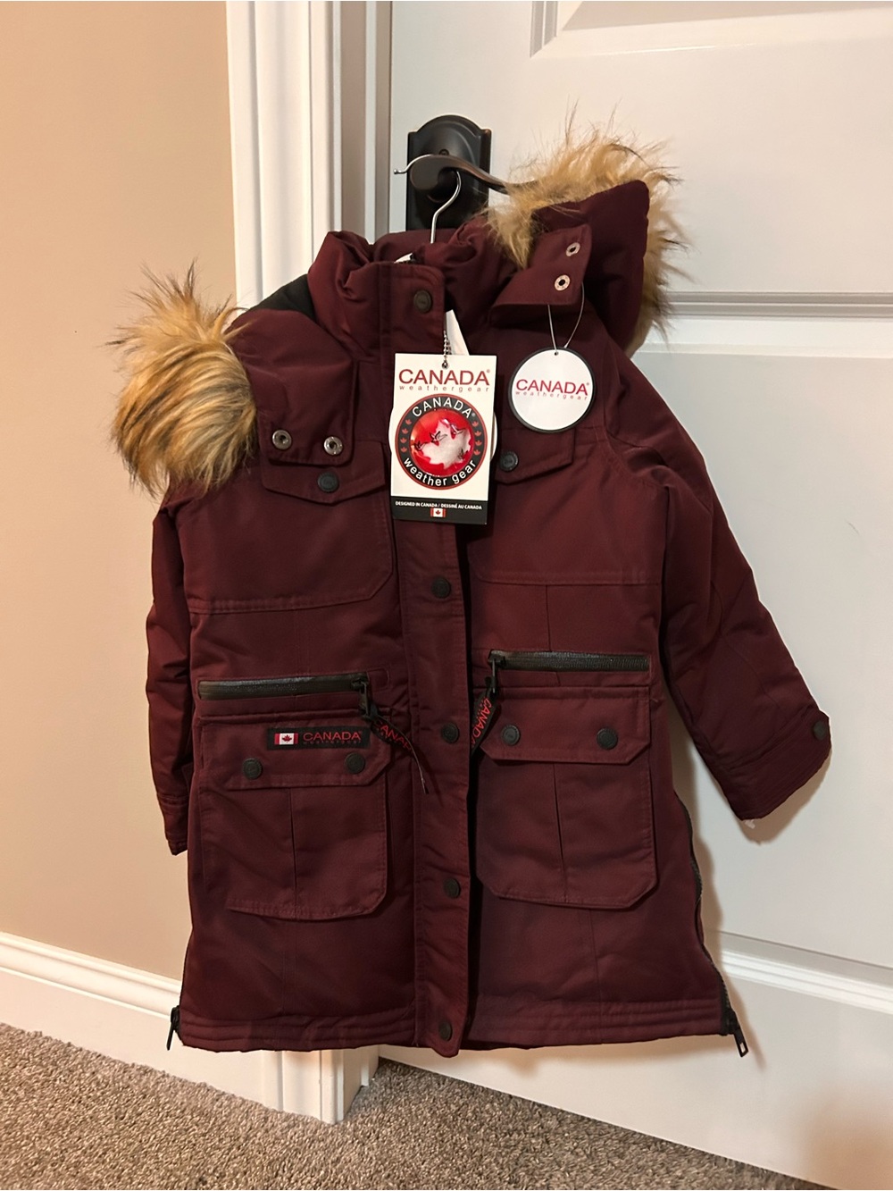 Canada Weather Gear Kids' Hooded Puffer Coat - Burgundy
